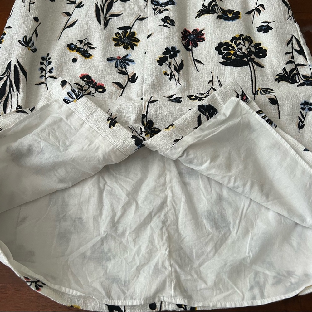Ann Taylor White Multicolor Floral Double V Cotton Sleeveless Sheath Dress - Picture 8 of 11